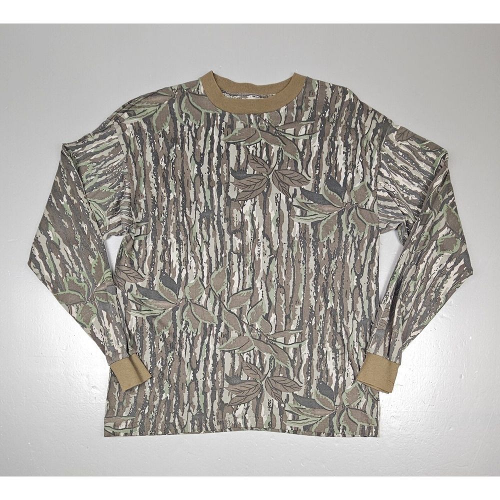 Kiwi RealTree Camo Long Sleeve Shirt Mens Large Hunting‎ Leaf Tree Bark USA.